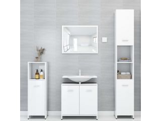 4dílný set koupelnového nábytku bílý vysoký lesk dřevotříska
