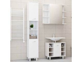 3dílný set koupelnového nábytku bílý vysoký lesk dřevotříska