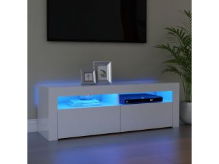 TV skříňka s LED osvětlením bílá s vysokým leskem 120x35x40 cm