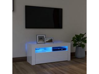 TV skříňka s LED osvětlením bílá s vysokým leskem 90x35x40 cm