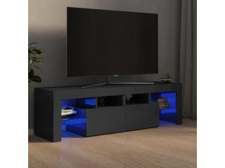 TV skříňka s LED osvětlením šedá s vysokým leskem 140x35x40 cm