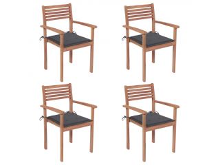 vidaXl Zahradní židle 4 ks antracitové podušky masivní teak
