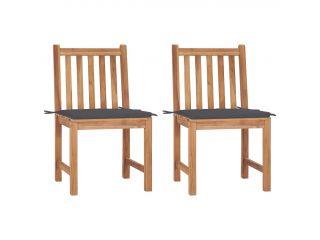 Zahradní židle 2 ks s poduškami masivní teakové dřevo