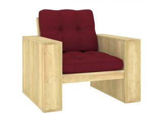 vidaXL Zahradní židle s vínovými poduškami impregnovaná borovice