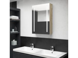 LED koupelnová skřínka se zrcadlem dub 50 x 13 x 70 cm