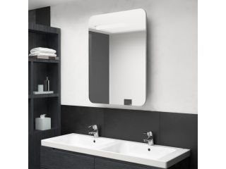 LED koupelnová skřínka se zrcadlem betonově šedá 60x11x80 cm