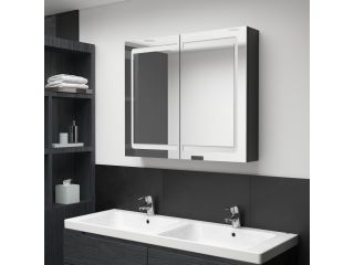 LED koupelnová zrcadlová skříňka lesklá černá 80 x 12 x 68 cm