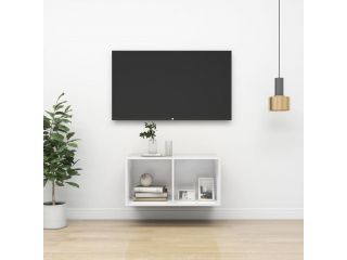 Nástěnná TV skříňka bílá vysoký lesk 37x37x72 cm dřevotříska