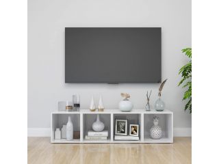 TV stolky 4 ks bílé s vysokým leskem 37x35x37 cm dřevotříska