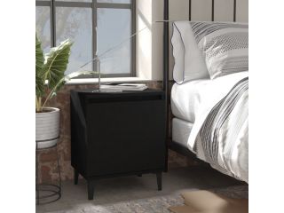 Noční stolek s kovovými nohami černý 40 x 30 x 50 cm