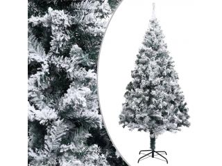 Umělý vánoční stromek s LED diodami zasněžený zelený 400 cm PVC