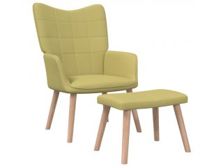 Relaxační židle se stoličkou 62 x 68,5 x 96 cm zelená textil