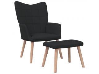Relaxační židle se stoličkou 62 x 68,5 x 96 cm černá textil