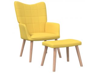 Relaxační židle se stoličkou 62 x 68,5 x 96 cm hořčicová textil