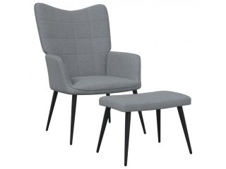 vidaXL Relaxační židle se stoličkou 62x68,5x96 cm světle šedá textil