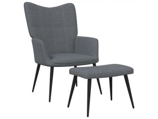 vidaXL Relaxační židle se stoličkou 62 x 68,5 x 96 cm tmavě šedá textil