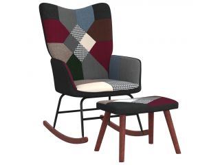 Houpací křeslo se stoličkou patchwork textil