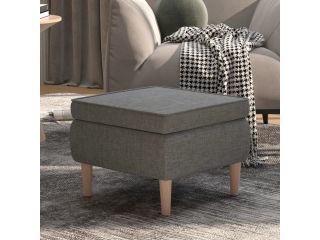 Stolička s dřevěnými nohami světle šedá textil