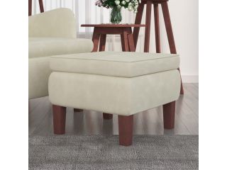 Stolička s dřevěnými nohami krémová samet