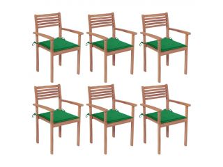 Stohovatelné zahradní židle s poduškami 6 ks masivní teak