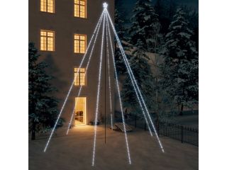 Vánoční světelný strom dovnitř i ven 1300 LED studený bílý 8 m