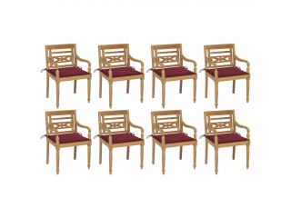 vidaXL Židle Batavia s poduškami 8 ks masivní teakové dřevo
