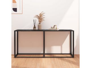 Konzolový stolek černý mramor 160 x 35 x 75,5 cm tvrzené sklo