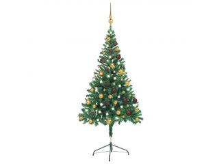 Umělý vánoční stromek s LED a sadou koulí 150 cm 380 větví
