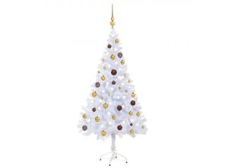 Umělý vánoční stromek s LED a sadou koulí 150 cm 380 větví