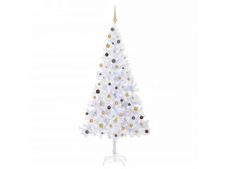 Umělý vánoční stromek s LED a sadou koulí 210 cm 910 větví
