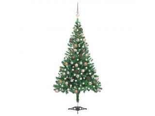 Umělý vánoční stromek s LED a sadou koulí 180 cm 564 větví