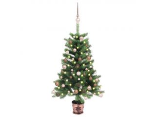 Umělý vánoční stromek s LED diodami a sadou koulí 65 cm zelený