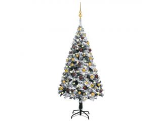 Umělý vánoční stromek s LED diodami a sadou koulí zelený 120 cm
