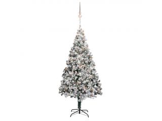 Umělý vánoční stromek LED a sada koulí zasněžený zelený 400 cm