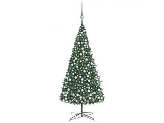 Umělý vánoční stromek s LED diodami a sadou koulí 400 cm zelený