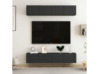 TV skříňky 4 ks černé 80 x 30 x 30 cm dřevotříska
