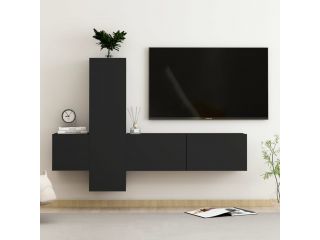 3dílný set TV skříněk černý dřevotříska