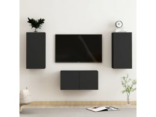 3dílný set TV skříněk černý dřevotříska