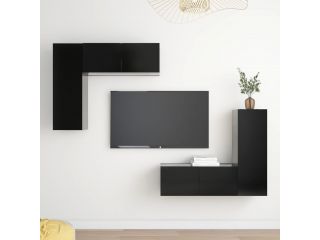 4dílný set TV skříněk černý dřevotříska
