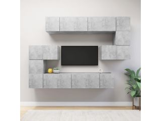 10dílný set TV skříněk betonově šedý dřevotříska