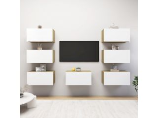 vidaXL TV skříňky 7 ks bílé a dub sonoma 30,5 x 30 x 60 cm dřevotříska