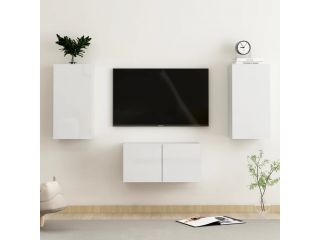 3dílný set TV skříněk bílý s vysokým leskem dřevotříska