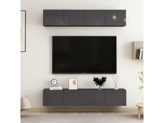 TV skříňky 4 ks šedé s vysokým leskem 80x30x30 cm dřevotříska