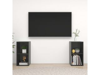 TV skříňky 2 ks šedé vysoký lesk 72 x 35 x 36,5 cm dřevotříska