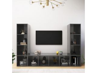 vidaXL TV skříňky 3 ks šedé vysoký lesk 142,5x35x36,5 cm dřevotříska