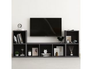 3dílný set TV skříněk šedý dřevotříska