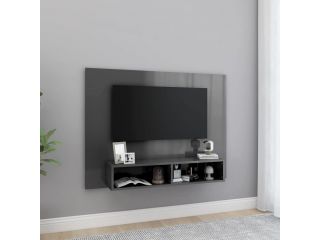 Nástěnná TV skříňka šedá vysoký lesk 120x23,5x90 cm dřevotříska