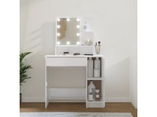 Toaletní stolek s LED lesklý bílý 86,5 x 35 x 136 cm