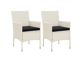 Zahradní židle s poduškami 2 ks polyratan bílé