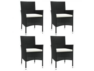 Zahradní židle s poduškami 4 ks polyratan černé